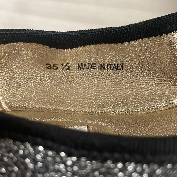 Jimmy Choo Metallic‎ Black Winnie Cap Toe Scrunch Ballet Flats 35.5 US 5.5 - Picture 3 of 10
